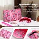 American Mahjong Tile Set with Pink Printed Carrying Bag, 166 Premium White Tiles, 4 All-in-One Color Racks/Pushers, Mah Jongg Sets, Complete Mahjong Game Set for Travel
