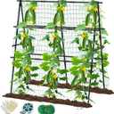 Cucumber Trellis, 47''X47'' A-Frame Cucumber Trellis for Raised Bed with Climbing Net, Metal Garden Trellis for Climbing Plants for Cucumber,Tomato, Grapes and Flowers