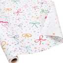 LaRibbons Reversible Bow Wrapping Paper Jumbo Roll with Pink Pom Pom, Coquette Bow & Colorful Terrazzo Design Gift Wrap for Girls, Women, Baby Shower, Birthday Party, 30 Inch × 40 Feet (100 sq. ft. ttl.) 4Pack