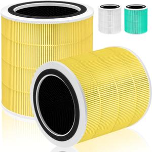Core 400S Pet Allergy Replacement Filter for LEVOIT Core 400S and Core400S-P/Core 400S-rf Air Purifier,3-in-1 True H13 HEPA Activated Carbon Pre-Filter,Core400S-RF-PA (LRF-C401-YUS),2 Pack,Yellow