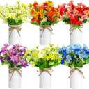 6 Sets Spring Daisy Table Centerpieces Colorful Artificial Wildflower with Galvanized Metal Pot Vintage Artificial Potted Daisy Flowers Decoration for Easter Home Office Wedding Party Baby Shower