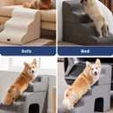 Gray Curved Dog Stairs Ramp for High Beds 28.7" H, 5-Step Dog Steps for Small Dogs and Cats, Pet Stairs for High Bed Climbing, Non-Slip Balanced Pet Step