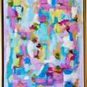 Katie Romeo Designs Colorful Abstract Canvas Wall Art - Pastel Grandmillennial Framed Canvas Print - 16x20 Contemporary Preppy Wall Decor