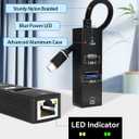 USB C to Ethernet Adapter, USB Type-C (Thunderbolt 3/ 4) to RJ45 LAN Dongle with 5Gbps USB-A 3.0/ USB-C Data Port, Plug & Play Network Converter for MacBook, iPad, iPhone 15/ 16, Laptops, Headphones, Android