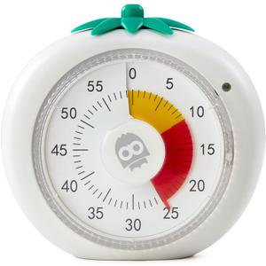 Visual Timer for Kids, 60-Minute Countdown Timers for Classroom Office Kitchen with Silent Operation, Kids Timer for Teaching with Cute Design, 4-Color Zone Pattern Pomodoro Timers (White)