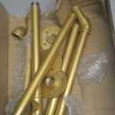 Industrial Pipe Clothes Rack Wall Mounted Set of 2, 38.4 inches Heavy Duty Iron Pipe Clothing Garment Rail, Multi-Purpose Clothing Hanging Rod for Laundry Room and Closet Storage, Gold