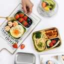 Angoily Stainless Steel Plate, 2 Grid Compartment Portion Control, Toddler Plate for Fruits, Snacks, Salads, Parties, Camping, Metal