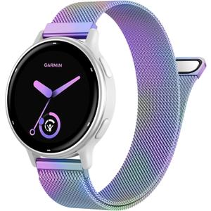 18mm 20mm 22mm Metal Band Compatible with Garmin Vivoactive 5/6/3 Watch Bands, Quick Release Stainless Steel Magnetic Strap for Garmin Venu 3S/Venu 4/2S/Sq Watch Band, Forerunner 165/245 Band Women Men