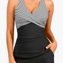 Women Tankini Swimsuits with Shorts - Two Piece Tummy Control Bathing Suits Top with Two Pockets Bottom Swimwear 20W