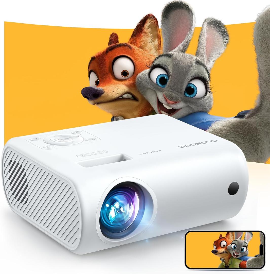Mini Projector, CLOKOWE 2024 Upgraded Portable Projector with 9000 Lux 