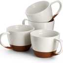 DOWAN Large Coffee Mugs Set of 4, 18 oz Ceramic Coffee Cups with Big Handle for Latte, Tea, Cappuccino, Unique Design Housewarming Gift for Men and Women, Glaze with Specks