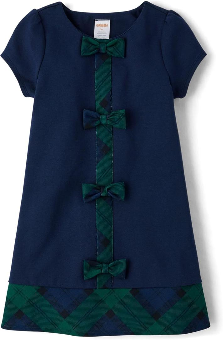 Gymboree Girls and Toddler Short Sleeve Dressy Dress (12, Tidal Green Plaid)