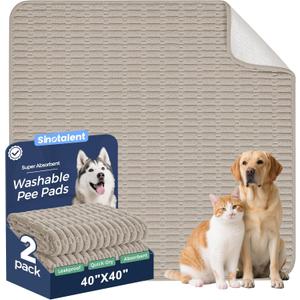Sinotalent Washable Pee Pads for Dogs, 2 Pack Reusable Puppy Pads Dog Pads, NonSlip Dog Pee Pads, Leakproof Pet Pee Pads Wee Wee Pads for Dogs. (Brown, 24"x36"(Pack of 2))