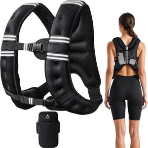 Weighted Vest, 6lb/8lb/12lb/16lb/20lb/25lb/30lb Weight Vest with Reflective Stripe, for Men Women Workout Equipment for Strength Training, Running, Jogging, Fitness, Weight Loss