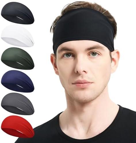 MARKEEP Running Headbands for Men（3, Mens Stretchy Headband for Football,Cycling,Basketball,Yoga,Fitness Workout Unisex Quick-Dry Sweatband