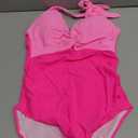 Tummy Control One Piece Swimsuits - Women Halter Bathing Suit 2025 Twist Front Cut Out Full Coverage Swimwear (Medium, Pink)