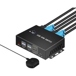 Dual Monitor Kvm Switch 2 Monitors 2 Computers HDMI 4k@60HZ,USB3.0. kvm switches 1 Monitors 2 Monitor 2 Computers,USB switcher 2 Computers Keyboard Mouse Switch