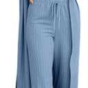Fessceruna Womens 3 Piece Lounge Sets Pajamas Knit Long Sleeve Cardigan Crop Top Wide Leg Pants Loungewear Set (X-Small)