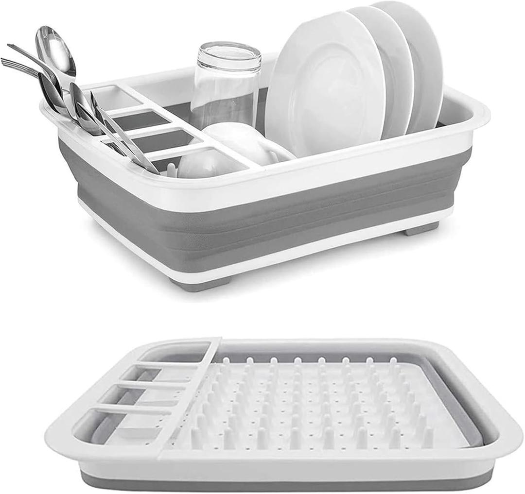 Drying Rack Kitchen, Dish Drying Rack, Dish Racks for Kitchen Counter, Dish Rack, Collapsible Dish Drying RackSuitable for Kitchens, motorhomes, Yachts, Campers (Off-White)