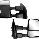 Towing Mirrors compatible for 1999-2016 Ford F250 F350 F450 F550 Super Duty Truck Side Mirrors with Turn Signal Light Power Heated Manual telescoping folding Chrome cap Pair, Medium