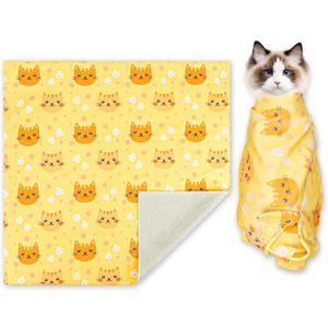 27.5 Inch Cat Grooming wrap Fabric for Cats Cat wrap for Cutting Nails Pet Grooming Adhesive Restraint Cloth for Calming Anti-Runaway Scratch Bitten Multifunctional Supplies