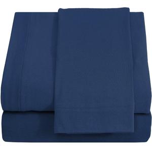 Full XL 100% Cotton Jersey Knit Sheet Set - Extra-Soft, Breathable & Hypoallergenic - 15" Deep Pockets, 54" x 80" - Ideal for Extra Long Full Beds - 4PC Set (Full XL, Navy Blue)
