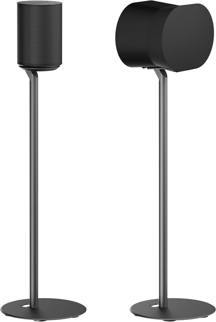 ynVISION.DESIGN Fixed Height Floor Stands Compatible with Sonos Era 100, Era 300 Speakers Pair - Surround Sound Speaker Stands with Built-In Cable Management, Sleek and Secure, 28.2 inches tall, Black