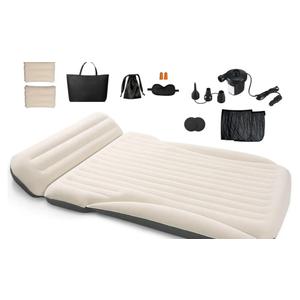 Ciremiv SUV Air Mattress for Car Camping - 6" Leakproof Inflatable Car Bed with Pillow & Electric Pump, Flocked Surface Travel Mattress for Trunk, Road Trip, Minivan, MPV -White + Gray