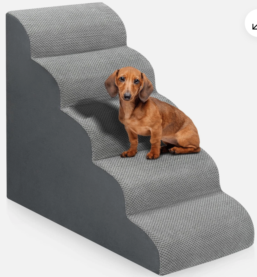 Dog Stairs for Bed 28.7”H, 5-Step Dog Ramp, Non-Slip Sturdy Pet Steps for Small Dogs & Cats to get on High Bed or Couches, Grey