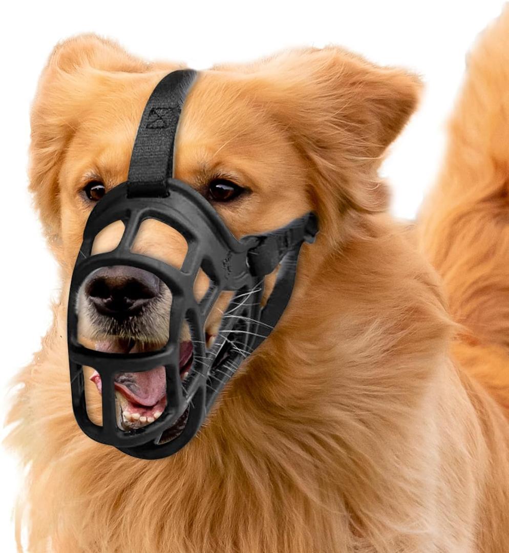 2 x Dog Muzzle Lightweight Breathable Basket Muzzle, Anti-Biting & Chewing, Adjustable Fit for Small, Medium & Large Dogs, Plastic Material (Size 2)