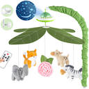 Playix Baby Crib Mobile with Music and Lights, Nursery Baby Mobile for Crib Bassinet with Remote Control, Rotation, Starlight Projection, Crib Toys for Babies Boys Girls Green