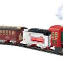 Christmas Train Set Electric Retro Steam Remote Control Christmas Train with Light and Sound 3 Carriage Simulation Set Gifts for Kids, No Battery