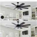 Black Ceiling Fans with Lights and Remote, 72 Inch Indoor/Outdoor Large Modern Ceiling Fan for Living Room Kitchen, Dimmable, 6 Speed Reversible DC Motor, Dual Finish