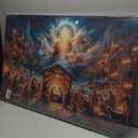 Nativity Canvas Wall Art Birth Of Jesus In Manger Wall Decor Picture Christian Bible Stories Poster Print Painting For Living Room Bedroom Church Home Decoration Ready To Hang (16L" x 12W")