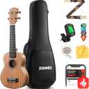 Donner Soprano Ukulele Mahogany Wood 21 inch Ukelele Beginner Kit with Free Online Lesson Gig Bag Strap Nylon String Tuner Picks Ukalalee Yukalalee Bundle Pack DUS-200