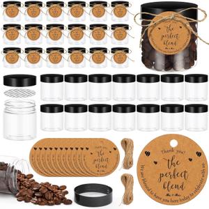 102 Pcs Coffee Bean Wedding Favors for Guests 50 Coffee Bean Jars with Lids 50 Thank You Tags Wedding Tags with Hemp Ropes Thank You Gifts, No Beans