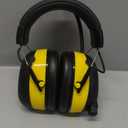 AM/FM Radio Headphones with Digital Display, 30dB AM FM Hearing Protection Safety Ear Muff, Ear Protection Headphone for Mowing, Landscaping, Shooting and Construction Black-Yellow