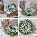 26" Daisy & Eucalyptus Wreath for Front Door, Porch, Window - Large Artificial Silk Flowers Outdoor Wreath for Home, Farmhouse Decor - Spring, Summer, Fall, All Seasons (White & Green)