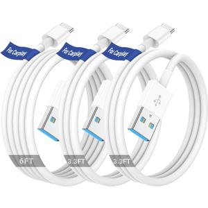2 x Car Carplay Cable for Apple iPhone 17 16 15 Pro Plus Max Plus, [3-Pack,3.3FT+3.3FT+6FT] USB A to USB C for Carplay USB C Cord, USB C Cable for iPad Pro/Air/Mini,Samsung Galaxy Car Charger Cable Cord