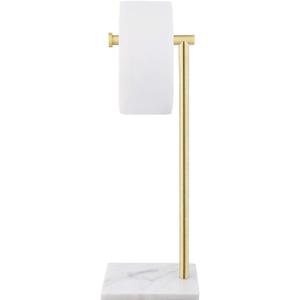 KES Natural Marble Free Standing Toilet Paper Holder Stand Bathroom Tissue Roll Holder SUS304 Stainless Steel Brushed Gold Finish, BPH285S1-BZ (Brushed Gold)