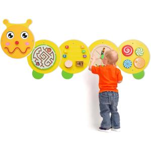 Monlurd Caterpillar Montessori Busy Board,Sensory Board,Educational Toys,Activity Cube,Wall Toys,Daycare Furniture,Playroom Furniture,Interactive Toys,Wooden Toys,Learning Toys,Boys and Girls 6 M+