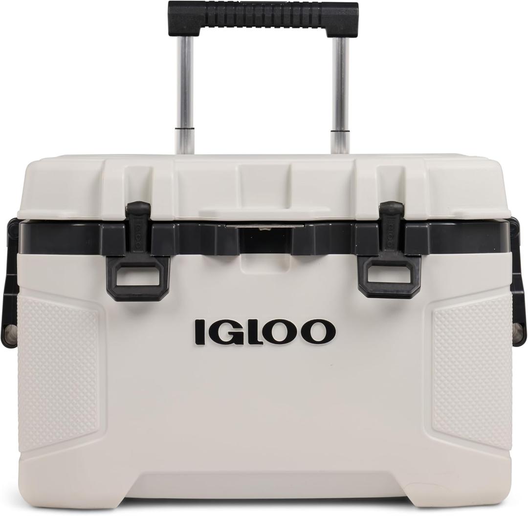 Igloo Trailmate 52Qt Wheeled Cooler, Insulated Hard Shell Ice Chest, Bone, 1664 Ounces