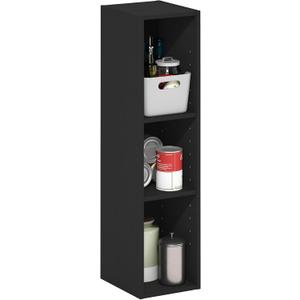 Furinno Fulda Book Shelf, 3-Tier Narrow Bookshelf, Bookcase with 8-in Width Storage Shelf, 9.3 x 7.9 x 31.5, for Living Room, Bedroom, Home Office, Blackwood