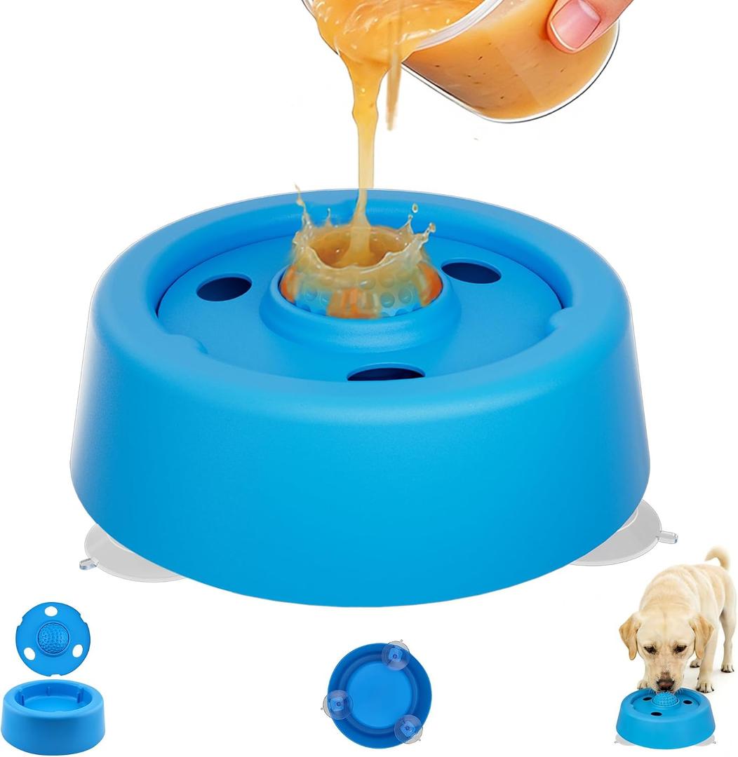 Slow Feeder Dog Bowl with Rolling Ball & Suction Cup | Dog Lick Bowl for Anxiety and Boredom, Non-slip, BPA-free, 250mL for Broth, Yogurt and Liquid Treats for Small to Large Dogs