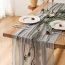 Grey Gauze Rustic Cheesecloth Table Runner 120 Inch 10 FT for Wedding Baby Shower Bridal Shower Birthday Engagement Garden Outdoor Party Long Sheer Boho Decorations
