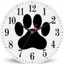 Mxocom Dog Paw Wall Clock Animal Puppy Black Cartoon Footprint 10 Inch Silent Non Ticking Battery Operated Clock Vintage Round Clock for Living Room Bedroom Bathroom Office Decor