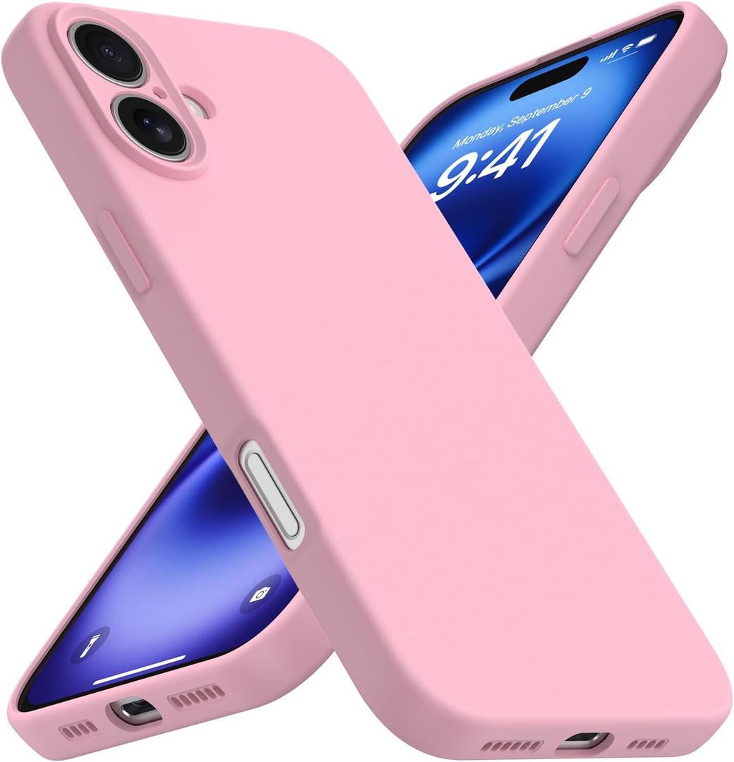 Compatible with iPhone 16 Plus Case, Liquid Silicone Upgrade [Camera Protection] [Soft Anti-Scratch Microfiber Lining] Shockproof Phone Case (Pink)