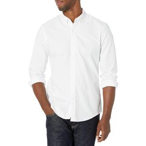 Amazon Essentials Men's Slim-Fit Long-Sleeve Oxford Shirt (Large, White)
