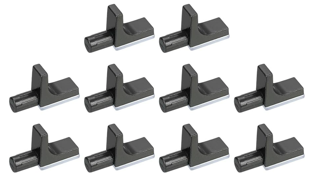 uxcell 16 Pcs Shelf Support Pegs, 7.5mm/0.30" Pin Length Zinc Alloy Kitchen Cabinet Shelf Holder Support Pins for Bookshelf Cupboard Closet Furniture, Nickel Color