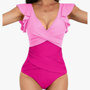 B2prity Women's One Piece Swimsuit Ruffle Slimming Tummy Control Bathing Suit Criss Cross High Waist 1 Piece Swimwear, Size Medium